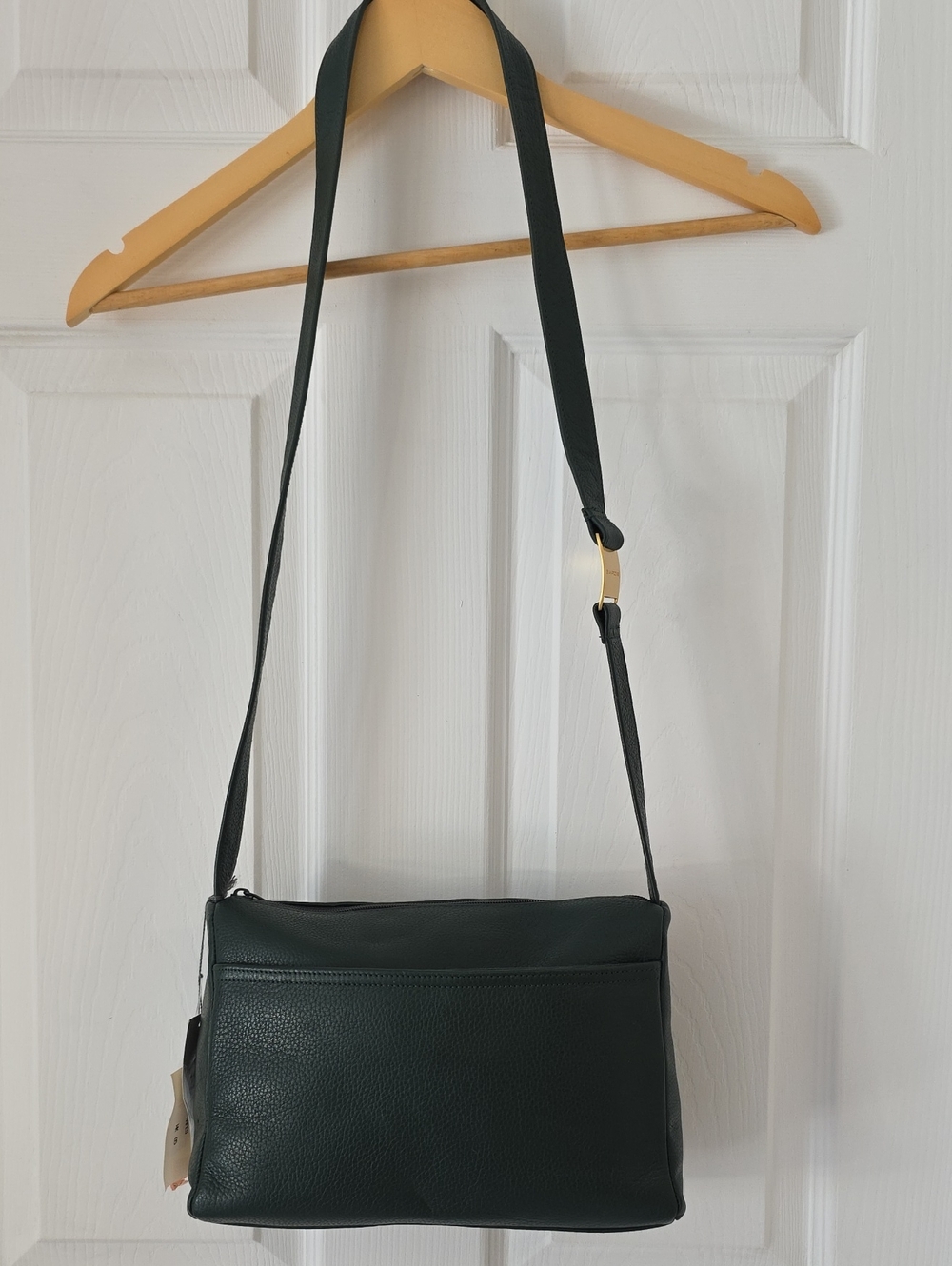 VTG NEW OLD STOCK Evan Picone Dark Green Pebbled Leather Crossbody w/ Gold